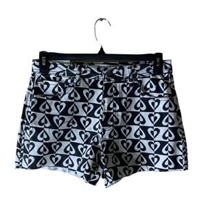 Tinseltown Short Teen/Youth Size 9/29 High Rise Heart Print Black White NWT